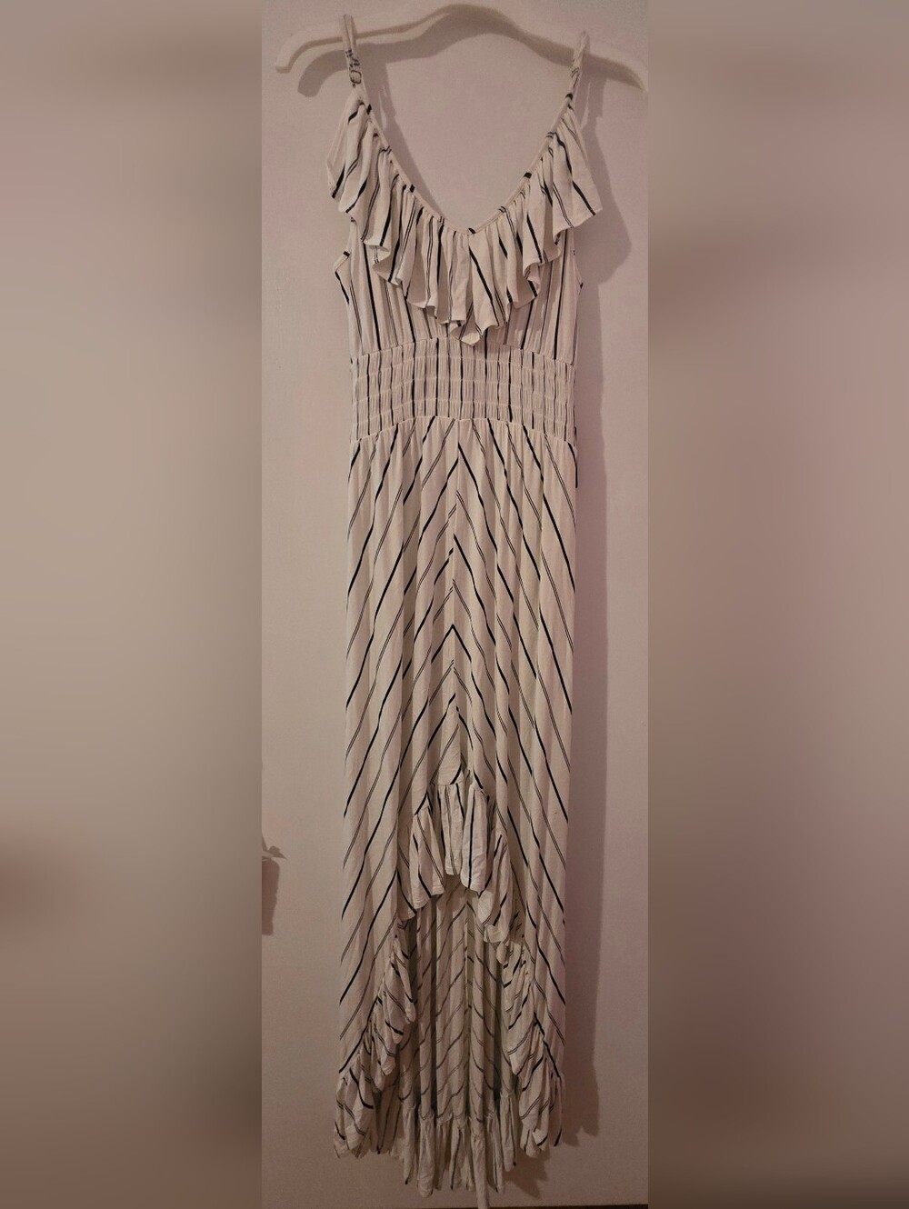 NWT Express White and Black Striped High-Low Maxi Skirt
